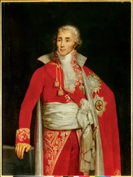 オトラント公爵ジョセフ・フーシェ（1759-1820）の肖像（警察大臣の服装で） エドゥアール・ルイ・デュビュフ（1820-1883）による絵画。19世紀の作品。ディム。1,31 x 0,98 m。