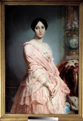マダムFの肖像 エドゥアール・デュビュフ（1820-1883）の絵画。19世紀の作品。縮小。1.3×0.89メートル パリ、オルセー美術館
