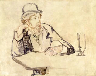 カフェでのジョージ・ムーア 1852～1933年、1878年または1879年