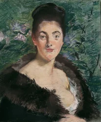 毛皮のコートの女性、c。 1880年。