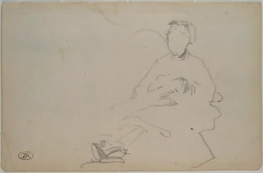 マネ-座る女性のスケッチ（スケッチブックの一葉）1864-1868年頃