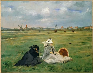 ツバメ ベルク＝シュル＝メールにいる画家の母と妻（油彩・カンヴァス）