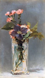 クリスタル花瓶のスミレとクレマチス、1882