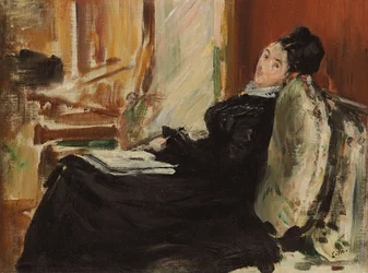 本を持つ若い女性。本を持つ若い女性、1875年頃