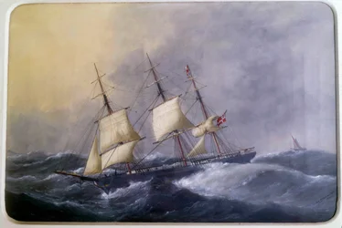 A Three Mats of Commerce in 1882 Edouard Adam (1847-1929) による水彩画 1882 Paris, Musee de la Marine