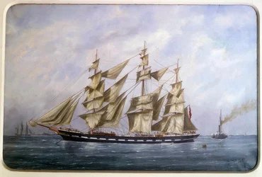 ロスデュ号、乾式帆走の3つの英国マット 水彩画 Edouard Adam (1847-1929) 1882年 Paris, Musee de la Marine
