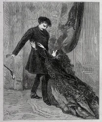 エドモン・ダンテスとメルセデス - アレクサンドル・デュマ・ペール（1802-1870）著『モンテ・クリスト伯』（Monte-Cristo）、ジュール・ルフ社版所収、リウによる版画
