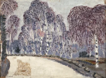 LEtang-a-la-Ville、1896年の白樺（段ボールに油彩）