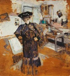 腰に手を添えたベールの女性。ベールの女性、腰に手、1902-03年頃