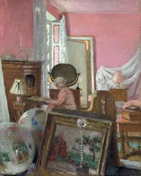 シャトーデクレーの彼女の部屋にいるマダムヘッセル。 1930年から1935年頃、シャトーデクレイの部屋にいるヘッセル夫人