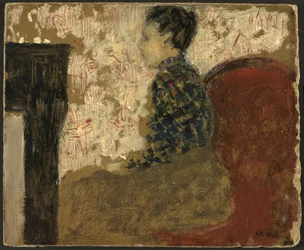 暖炉のそばに座っている女性、c。 1894年。
