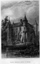 フランス、ノール＝パ・ド・カレー地域圏（Nord Pas de Calais）のサン・オメル（Saint Omer）近くのクレール湿原（Clair-MaraisまたはClairmarais）。Jean-Bernard Mary-Lafon（ジャン・ベルナール・マリー・ラフォン）の「La France ancienne et moderne」に掲載されているWillmannのエングレーヴィング。