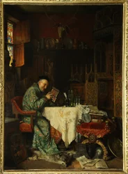 コレクター (質屋) - Eduard von Gruetzner (1846-1925) の絵画、キャンバスに油彩