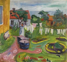 アスガルドストランドに並ぶ衣服 par Munch, Edvard (1863-1944)