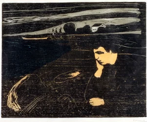 夕方、メランコリー。海岸にて（Abend, Melancholie am Strand）（木版画
