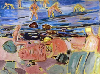 Garcons se baignant - Boys bathing par Munch, Edvard (1863-1944).キャンバスに油彩、サイズ：68x90