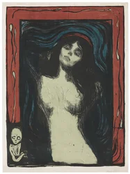 マドンナ-LiebendesWeib、c。 1895-1902（リトグラフ、白地に黒、赤、青、翡翠の緑で印刷）