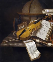 静物画「ヴァニタス」-エドワート・コリエ（1642-1708）の絵画-油彩・キャンバス、71,6x60,6-個人蔵