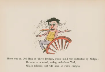 ミドリムシに気を取られていたスリー・ブリッジスの老人がいた（カラー版画）