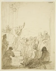 セント・ポールズの祭壇画の原画（紙に鉛筆と水彩画