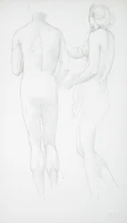 後ろから見た二人の裸体