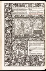 The Works of Geoffrey Chaucer Now Newly Imprinted」Geoffrey Chaucer著、1896年Kelmscott Press発行（木版）。