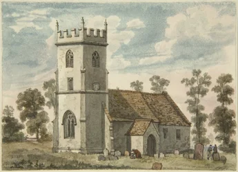 Unknown Church, perhaps Compton Greenfield, c.1823 (pencil & watercolor on paper)