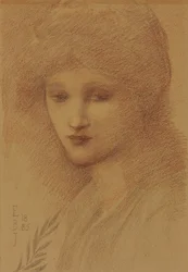 ニー・テナントのローラ・リッテルトンと彼女の目のダウンキャストの肖像、1885