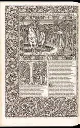 The Works of Geoffrey Chaucer Now Newly Imprinted」Geoffrey Chaucer著、1896年Kelmscott Press発行（木版）。
