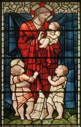Wilden、All Saints、Morris＆Co.、Edward Burne-Jones、John Henry Dearle（1859-1932）、Christ Blessing The Children、1902-1914、Louisa、Alfred、The Baldwins、Primeミニスト、メソジスト、ウスターシャー、A