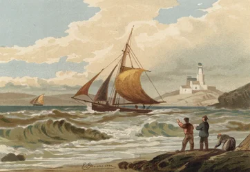 釣り船が戻って灯台をつぶやく