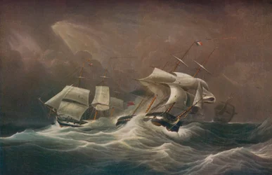 HMS Indefatifable Engaging the France Rights-De-LHomme、1797、1829