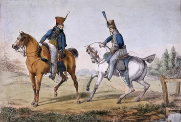 アッカーマンの石版印刷、1819（色付きのリソ）によって発行された10と18のHussarsの役員