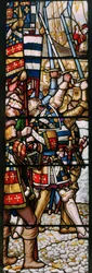 1416年のドーバーでのジギスムント皇帝の着陸、詳細、1864年（ステンドグラス）