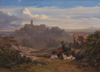 Goatherd のある風景、カリフォルニア州。 1842年。