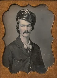 オイルスキンの帽子をかぶった口ひげの男、1854～55年。