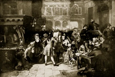 南海の泡：路地を変える、1720、「ハッチンソンのイギリス国民の物語」、1923年頃のイラスト