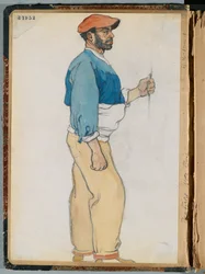 スペイン人男性のスケッチ、1906年（WCおよび紙に黒鉛）