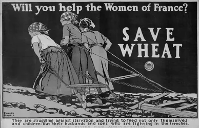 あなたはフランスの女性を助けますか？第一次世界大戦のポスター