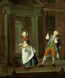 モップを回す身なりのよい女中、c1764