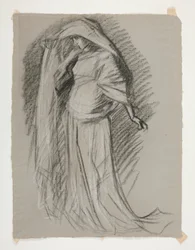 The Quest of the Holy Grail (1901 年に完成したボストン公立図書館のための 15 枚の絵画のシリーズ) からの、Castle of the Maidens のフィギュア スタディ