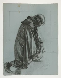 The Quest of the Holy Grail (1901 年に完成したボストン公立図書館のための 15 の絵画シリーズの 2 番目) からのランスロット卿とボールス卿の服装のガラハッドと彼の拍車の図の研究