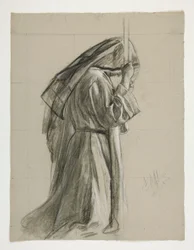 The Quest of the Holy Grail (1901 年に完成したボストン公立図書館のための一連の 15 枚の絵画) からの Sir Galahad の騎士の図案研究