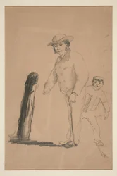 男と少年 (直腸); 中国人の頭と姿（裏）