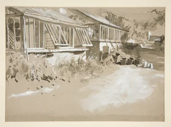 小屋と低木