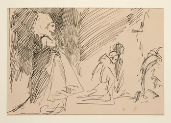 司祭と貴婦人の習作（水彩）