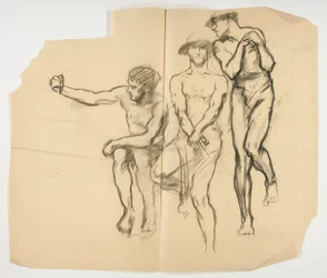 バルカンのフォージの研究; 3 人の鉱山労働者 - 鉄鋼労働者