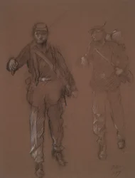 2 人の南北戦争の兵士の図の研究、