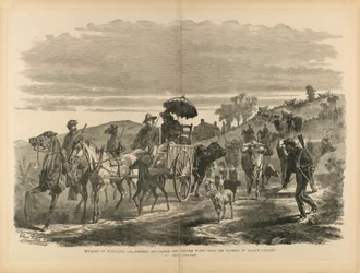 1864年メリーランド侵攻--アーリー騎兵隊が農民から奪った牛と略奪品を追い払う（『南北戦争の兵士たち』より