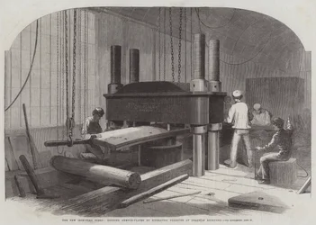 チャタムドックヤードでの油圧によるアーマープレートの曲げ、新しい鉄被覆艦隊